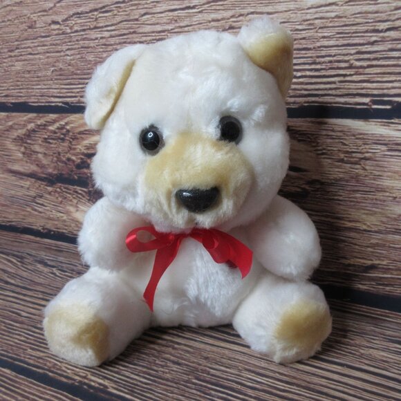 Cobbie Cuddlers White Bear Plush 8" Heart Stuffed - Vintage - Picture 3 of 8